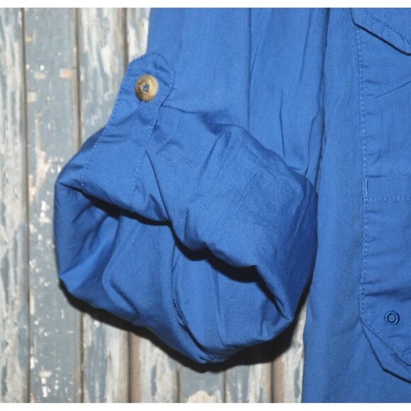 Magellan Men's Blue Vented Button Front Shirt S Lake Fork Cotton Pockets - Picture 6 of 10